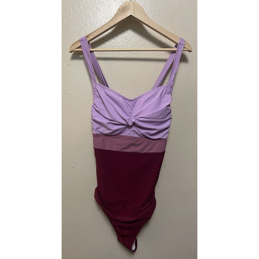 Bloomchic Ruched Contrast Twist One Piece‎ Swimsuit Purple Pink Ombre 18 20 2X